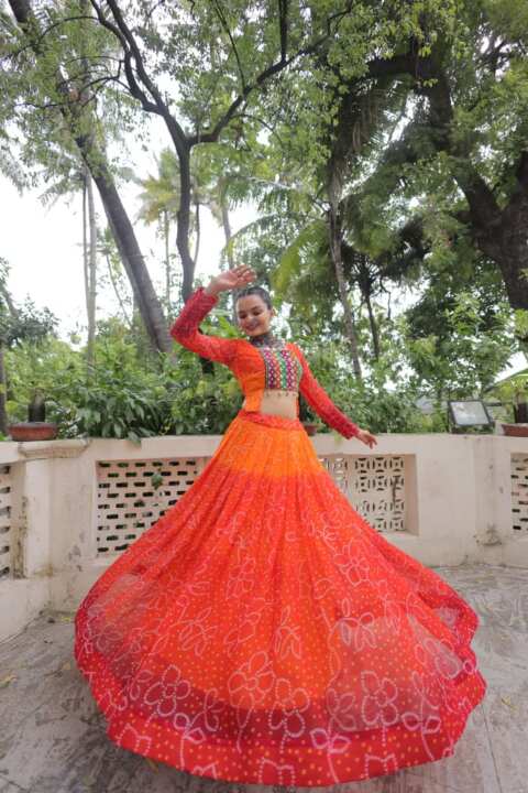 NAVRATRI LEHENGA CHOLI COLLECTIONS-2025 (Orange) - View 6