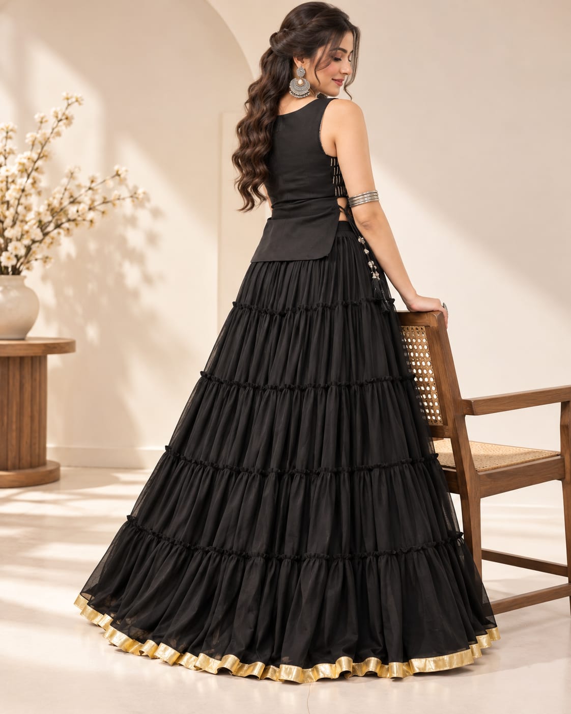 Premium Black Feather-Light Navratri Lehenga Choli Set - View 2