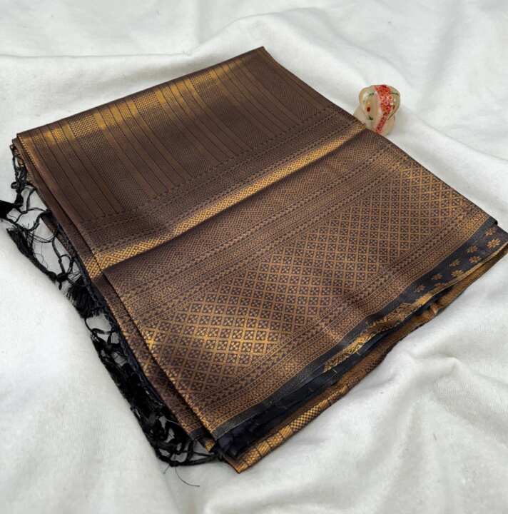Fabulous  Soft Silk Fabric With Copper Jari
