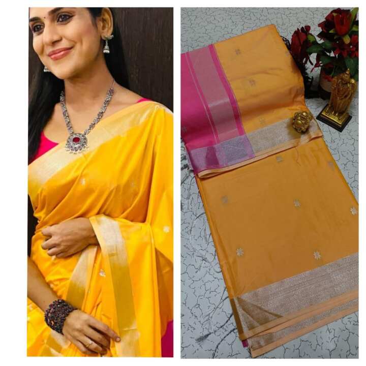 Maheswari Soft  Silk Saree (yellow)
