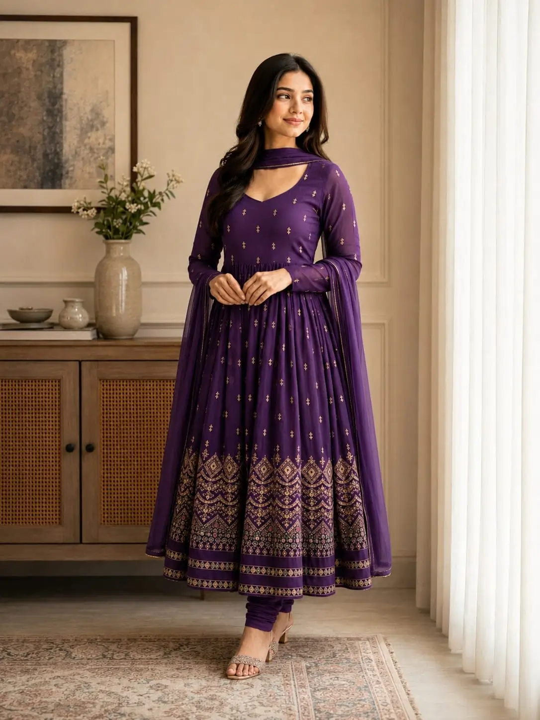Embroidered Anarkali Set