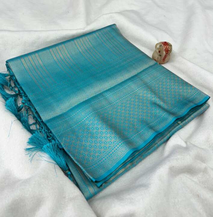 Fabulous  Soft Silk Fabric With Copper Jari - View 4