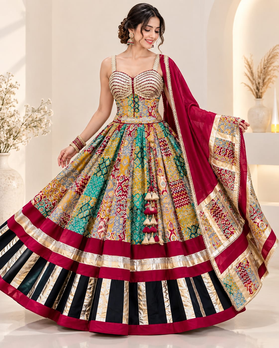 Designer Ajrakh & Kalamkari Chaniya Choli for Navratri