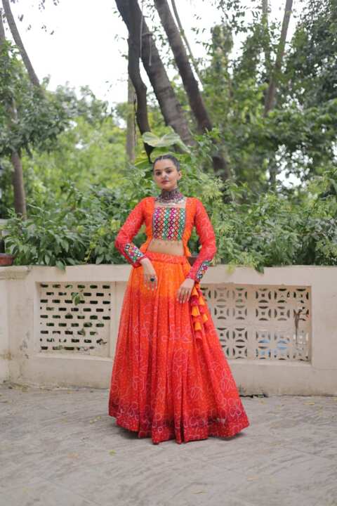 NAVRATRI LEHENGA CHOLI COLLECTIONS-2025 (Orange) - View 3