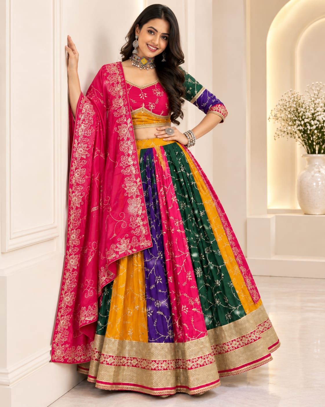 Multi-Color Vintage Chaniya Choli Set for Navratri | Designer Lehengas