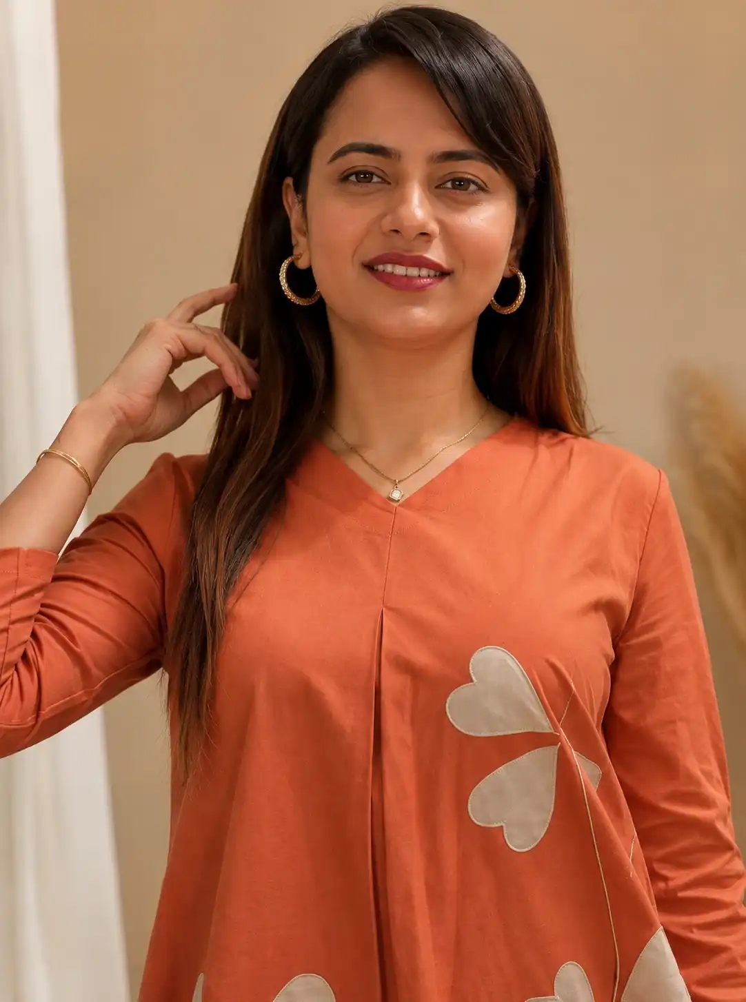 Orange Cotton Co-Ord Sets - View 2
