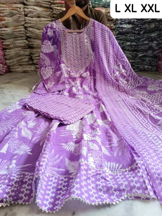 Anarkali Kurti Pant Duptta Set - View 14