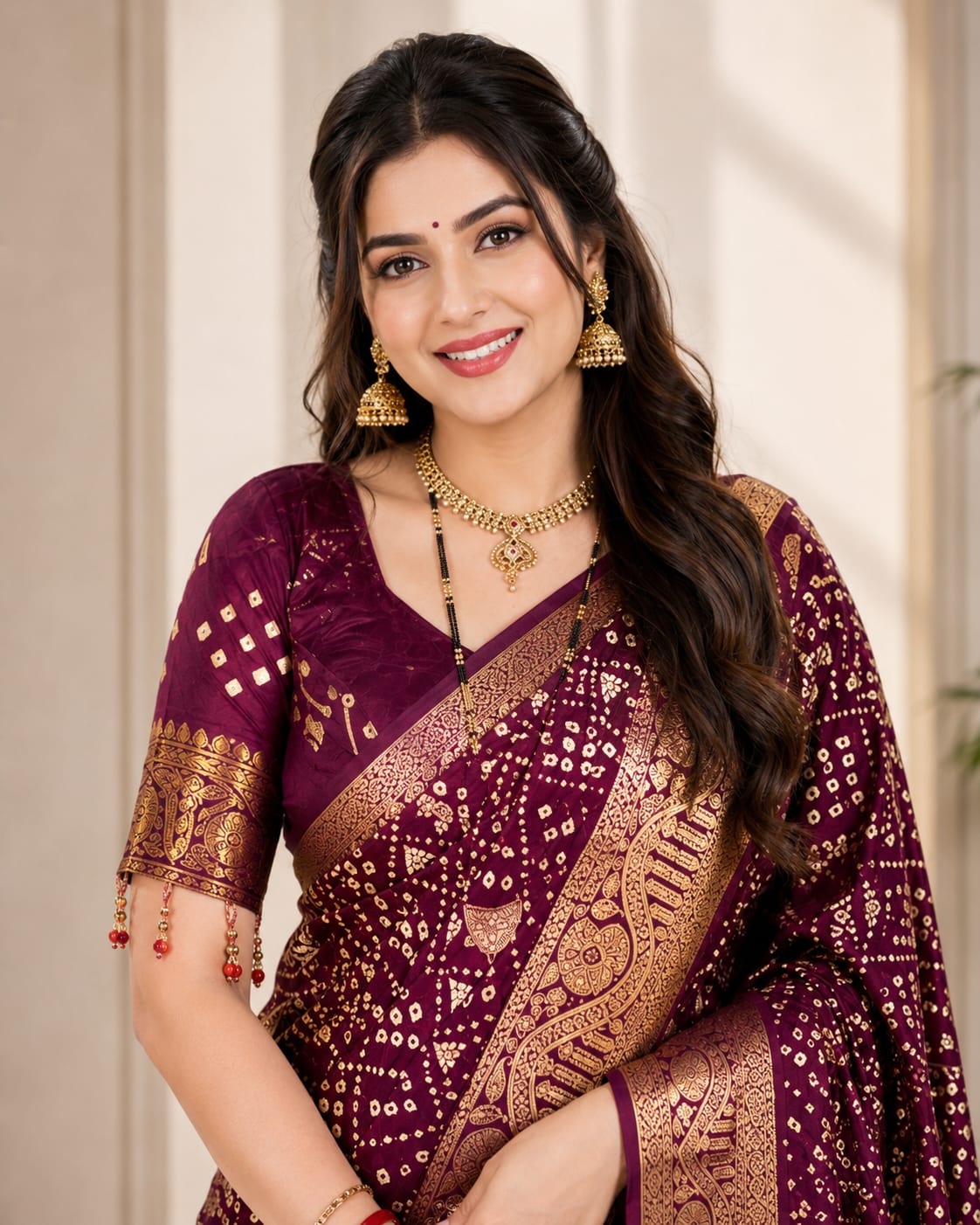 Maroon Georgette Saree with Digital Print - View 2