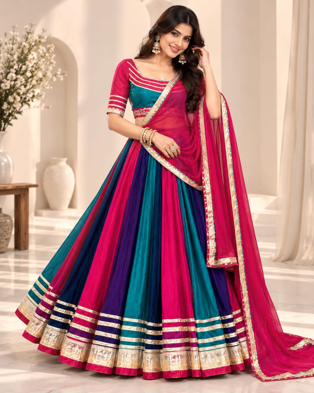 Multi-Color Navratri Special Chinon Lehenga Choli Set 2026