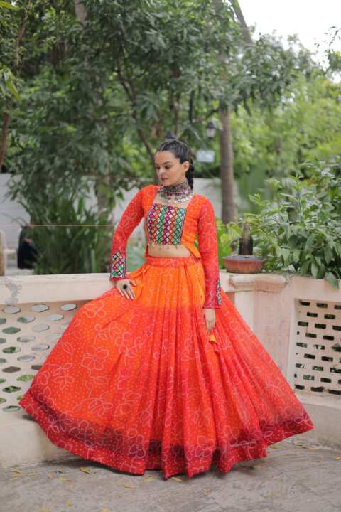 NAVRATRI LEHENGA CHOLI COLLECTIONS-2025 (Orange) - View 7