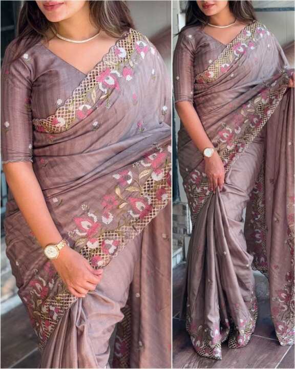 Visca slub silk saree - View 3