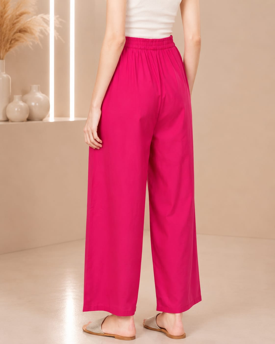 Pink Rayon Palazzo Pants
