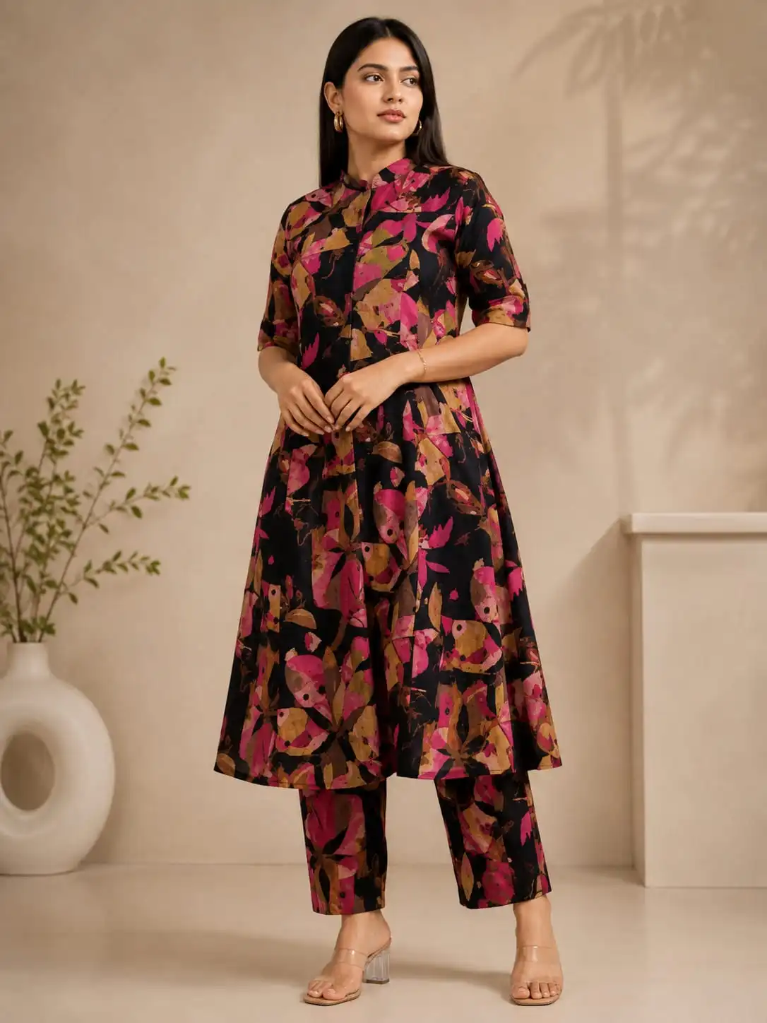 Black Printed 2 Piece Cotton Co-Ord Sets