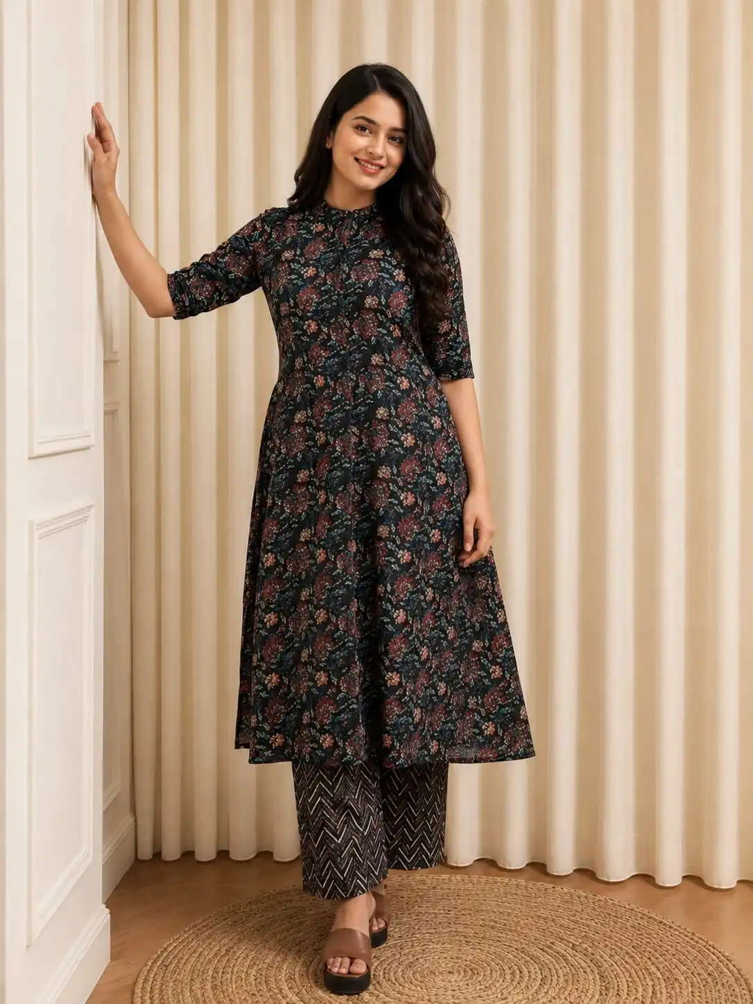 Black Printed Pure Cotton Co-Ord Sets