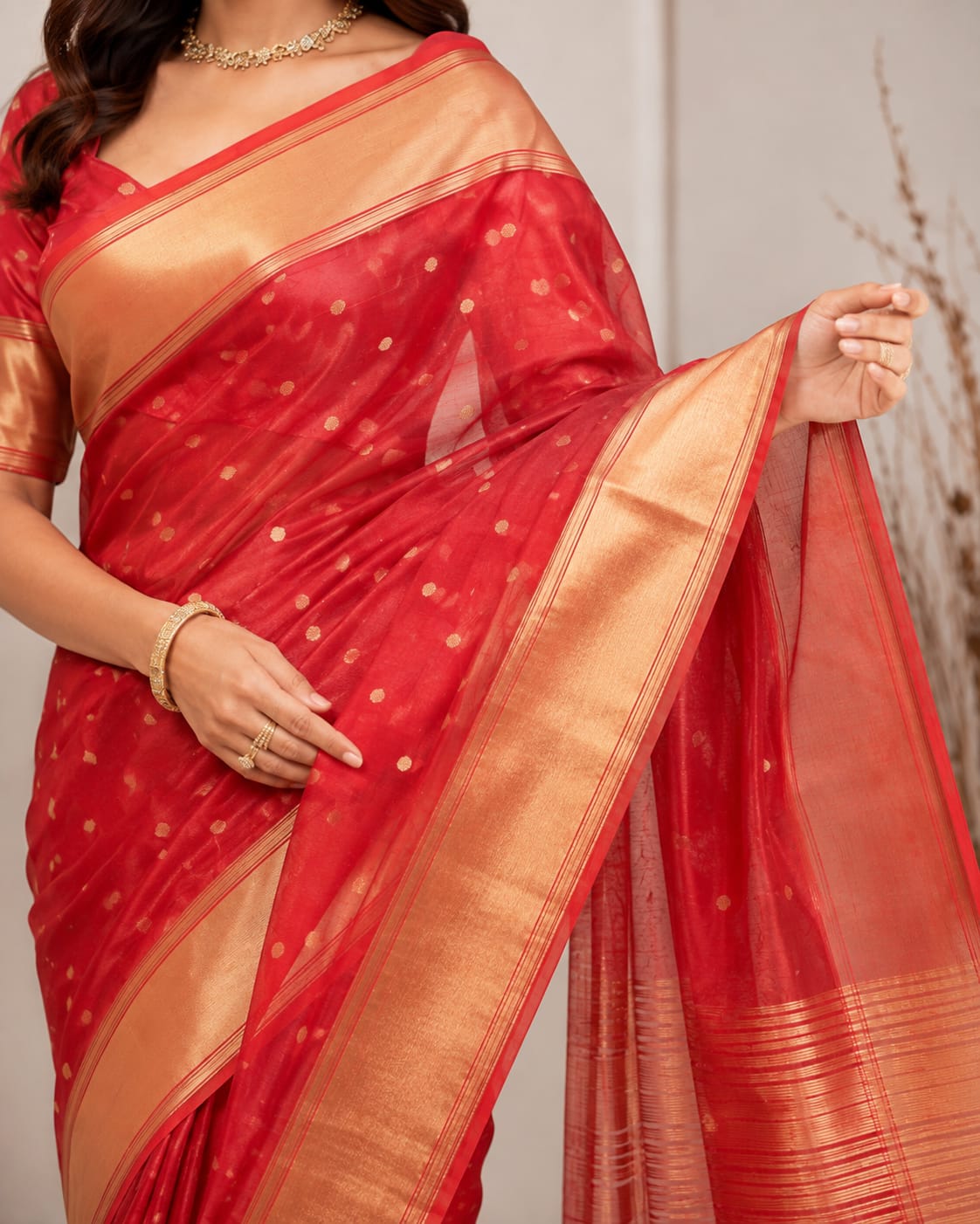 Banarasi Organza Silk Saree with Blouse. - View 3