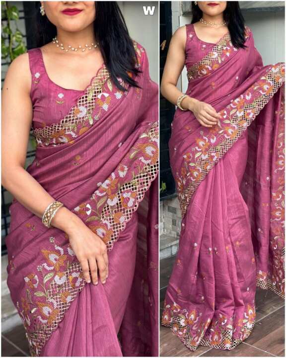 Visca slub silk saree - View 7