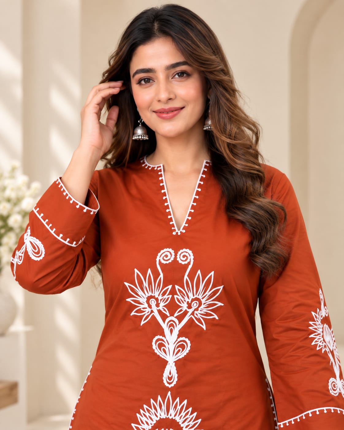 Brown Pure Cotton Farshi Salwar Suit Set - View 2