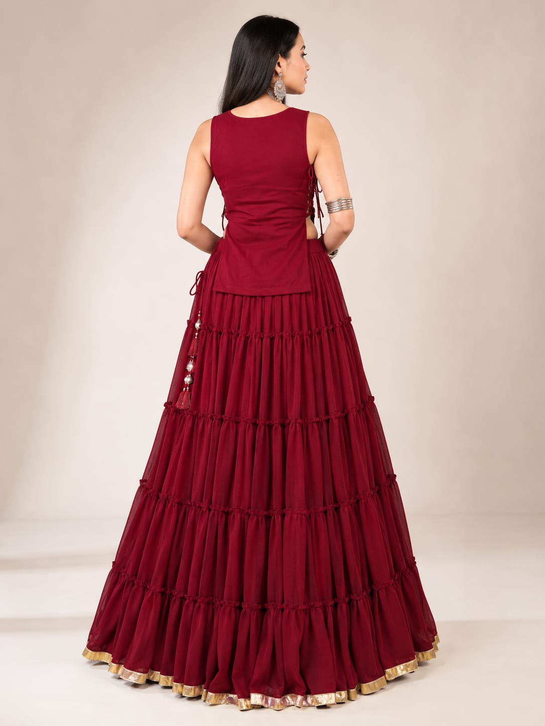 Maroon Feather-Light Navratri Lehenga Choli Set - View 2