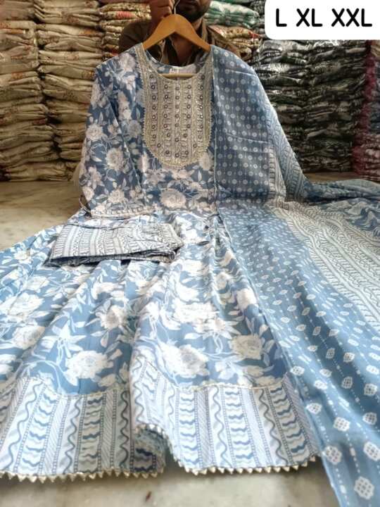 Anarkali Kurti Pant Duptta Set - View 4
