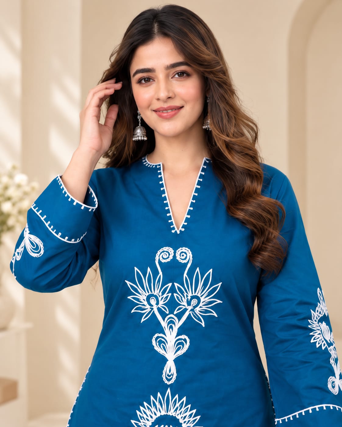 Royal Blue Pure Cotton Farshi Salwar Set - View 3