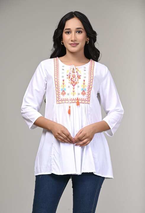 Reyon White Short Top For Women