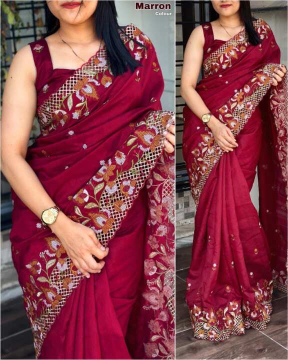 Visca slub silk saree - View 2