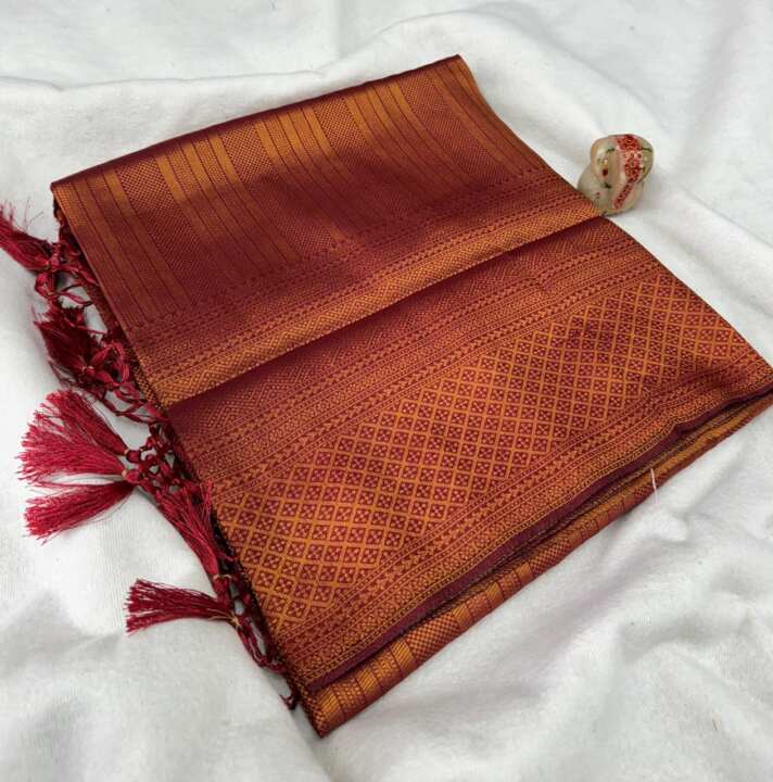 Fabulous  Soft Silk Fabric With Copper Jari - View 7
