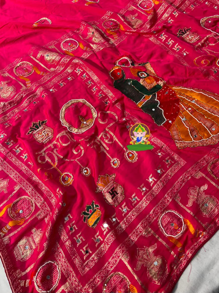 Karwa Chauth Special Saree In Rani Colour - View 4