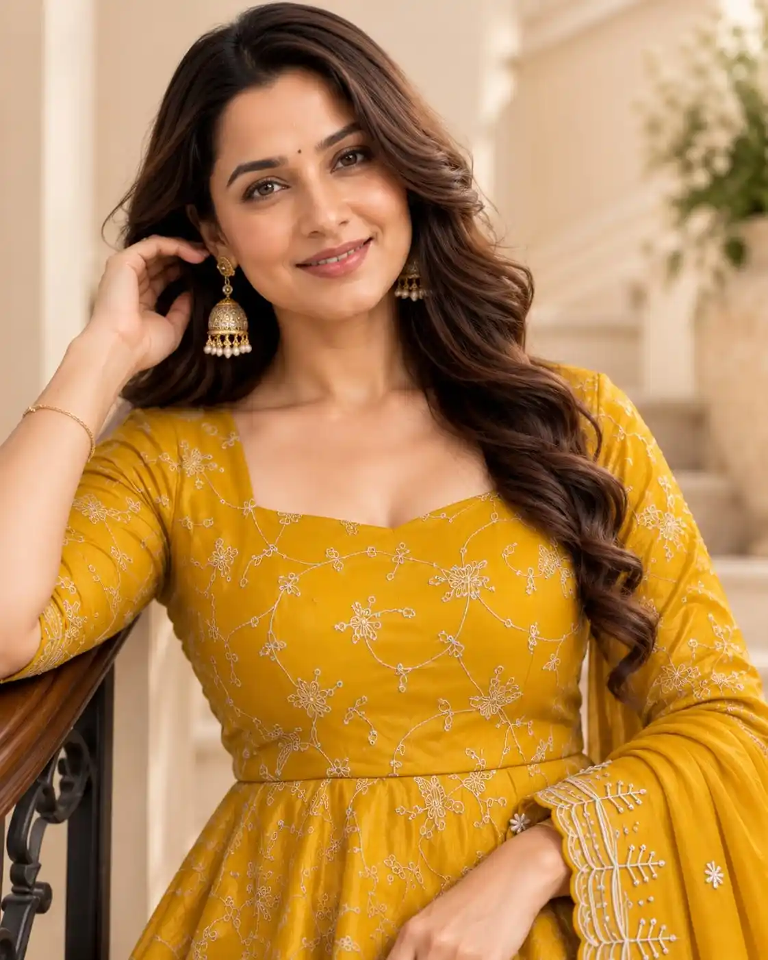 Mustard Yellow Peplum Lehenga Set with Dupatta - View 2