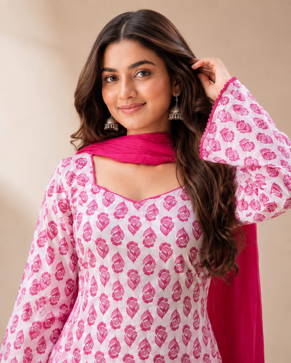 Farshi Salwar Set With Cotton Block Print - View 2