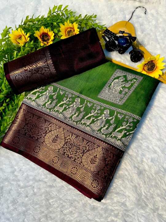 Soft Dola Silk Saree With Blouse - View 3