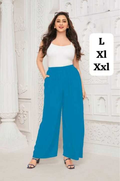 Rayon Palazzo Pants – Sky Blue