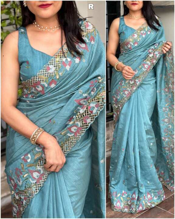 Visca slub silk saree - View 10