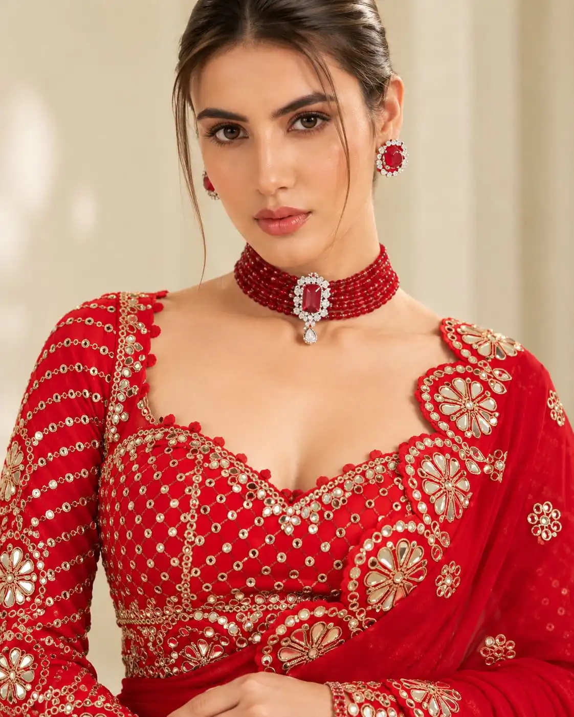 Heavy Faux Georgette Sequence Work Saree with Stitched Blouse - View 3