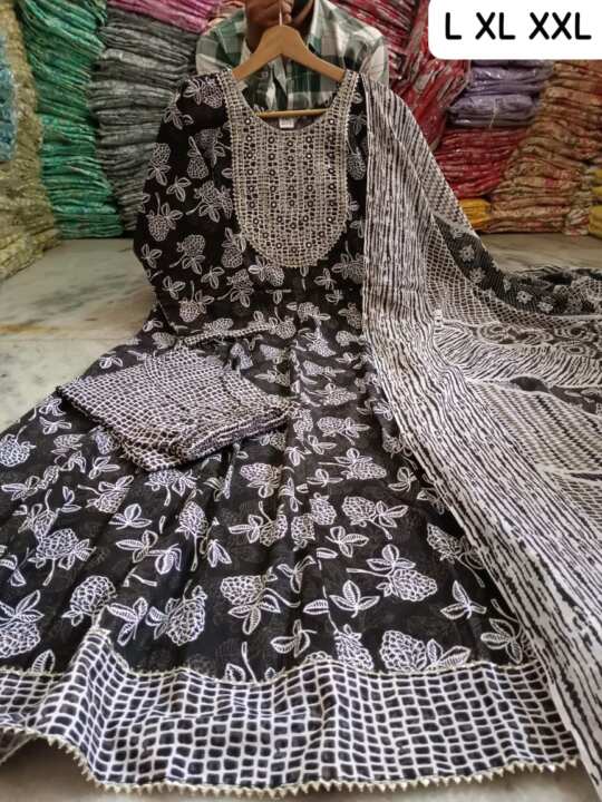 Anarkali Kurti Pant Duptta Set - View 6