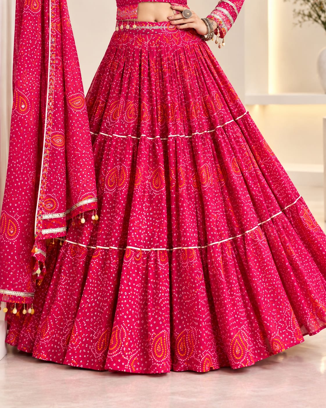 Pink Navratri Special Fox Georgette Lehenga Choli Set - View 2