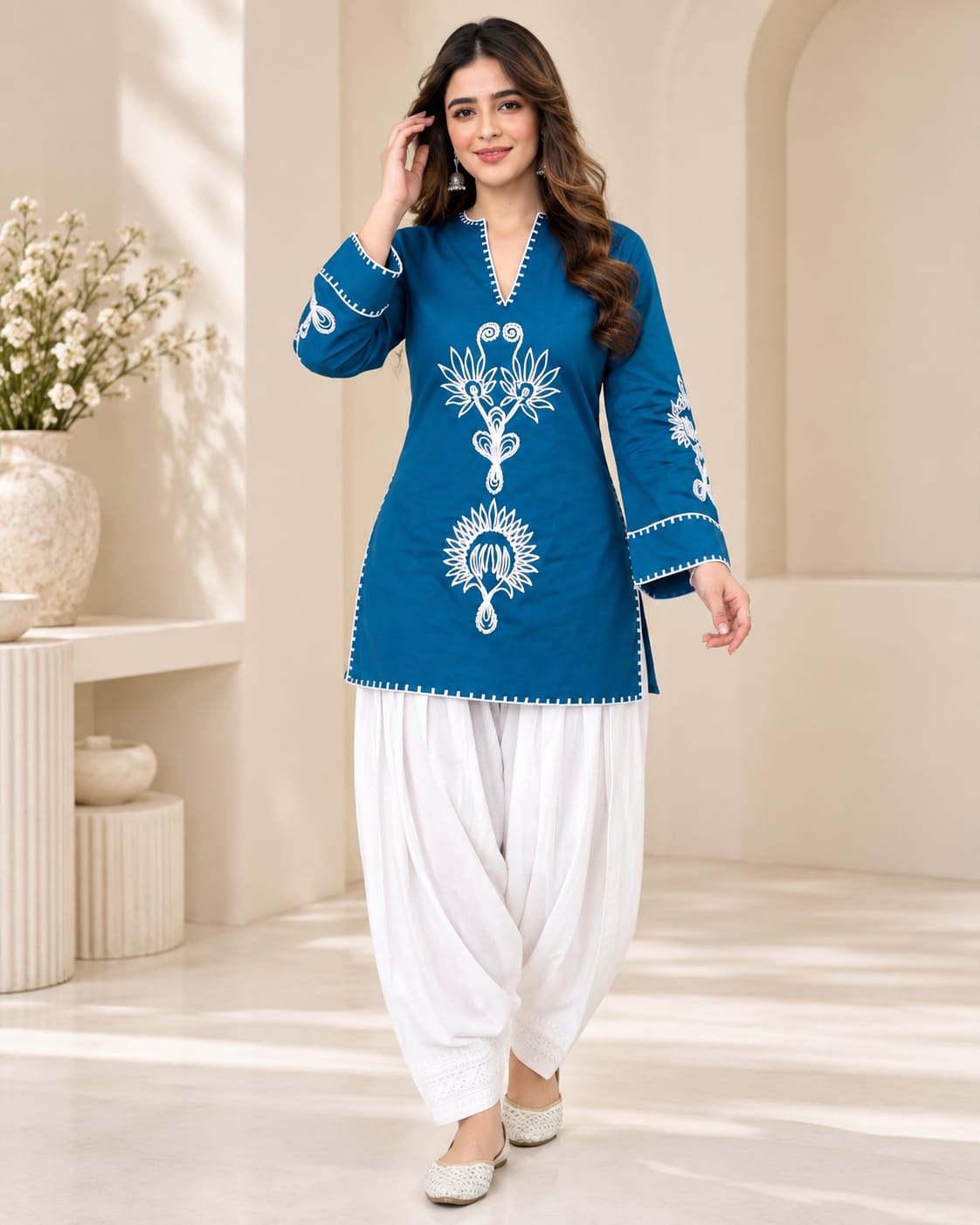 Royal Blue Pure Cotton Farshi Salwar Set