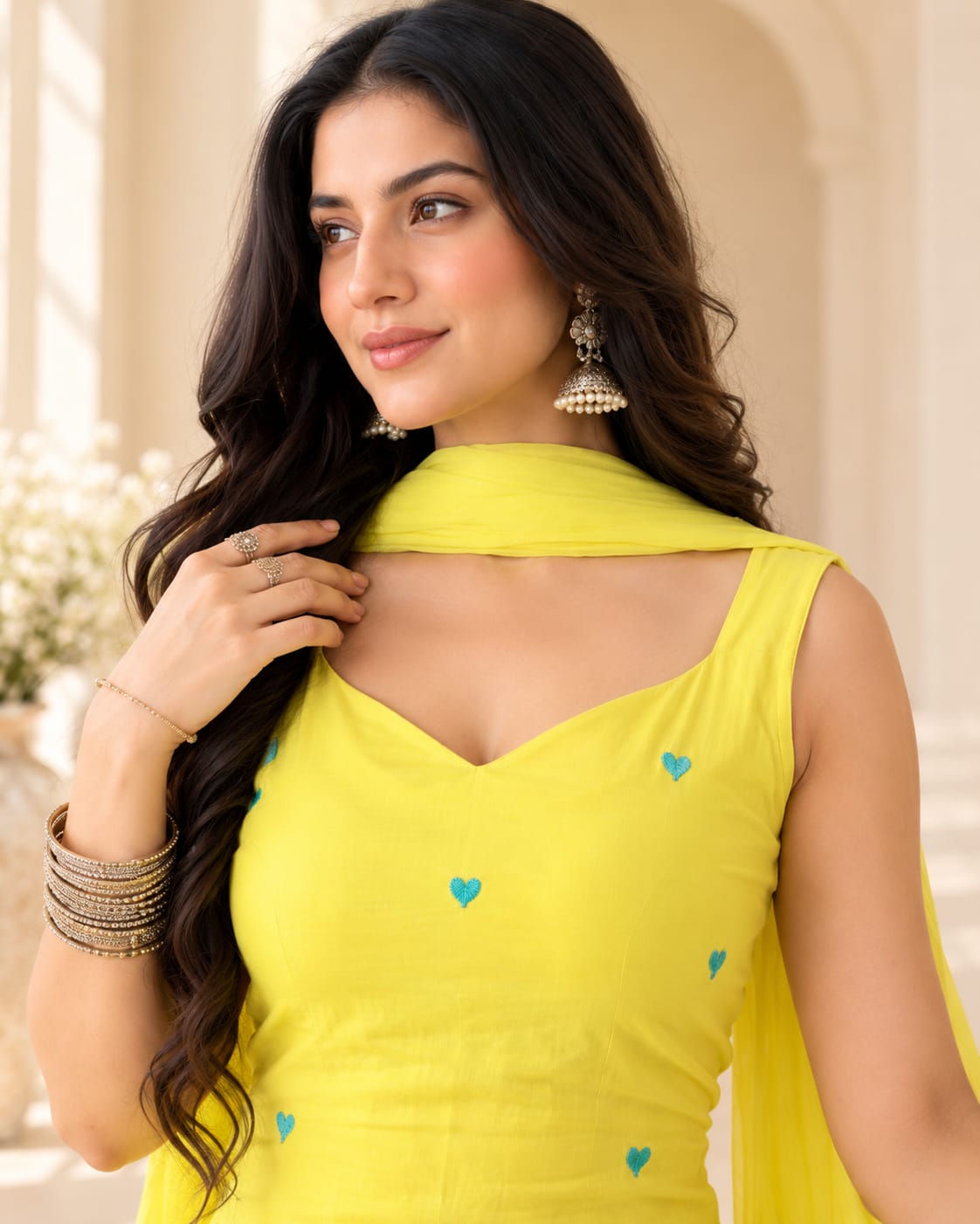 Yellow Pure Cotton Original Farshi Salwar Suit Set - View 3