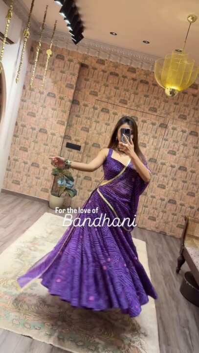 Exclusive Printed Georgette Full Stitched Lehenga Choli (Purple)
