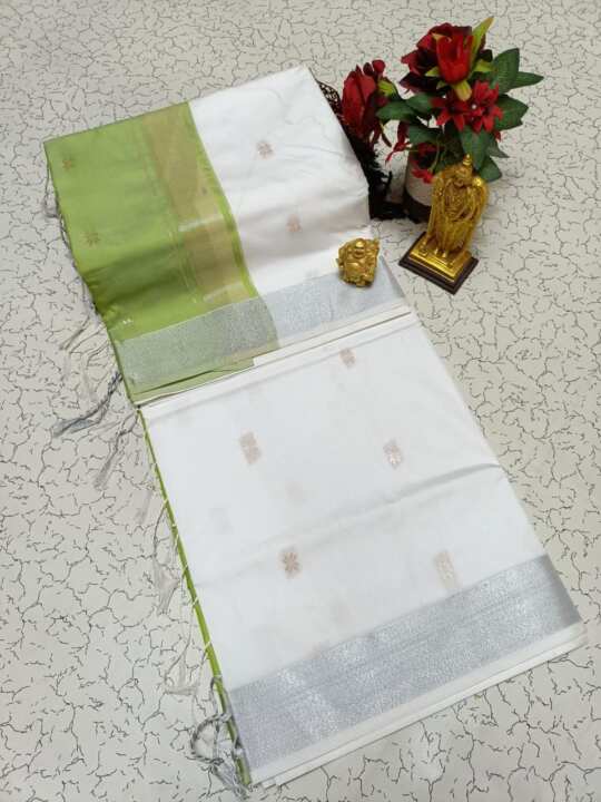 Maheswari Soft  Silk Saree (white) - View 2
