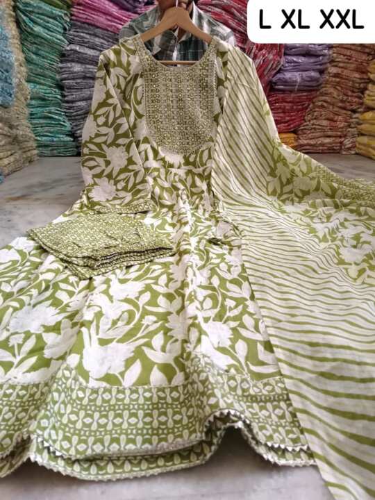 Anarkali Kurti Pant Duptta Set - View 13