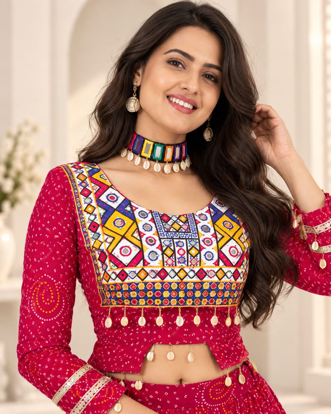 Pink Navratri Special Lehenga Choli Set [WITHOUT DUPATTA] - View 3