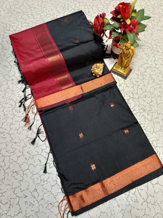 Maheswari Soft  Silk Saree (Black) - View 2