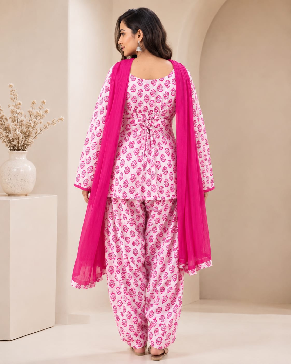 Farshi Salwar Set With Cotton Block Print - View 4