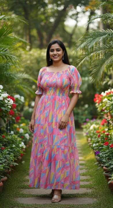 Floral Printed Smocked Maxi Dress - View 2