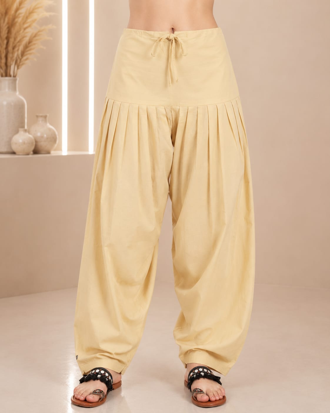 Golden Pure Cotton Salwar Pant - View 2