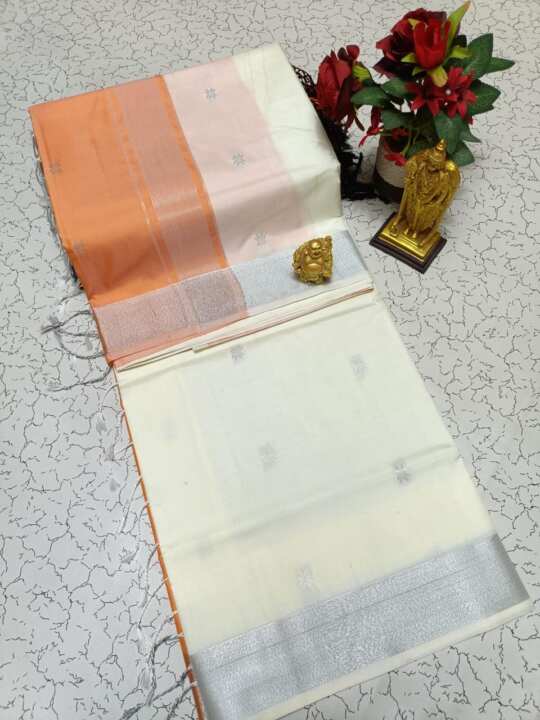 Maheswari Soft  Silk Saree (white) - View 3