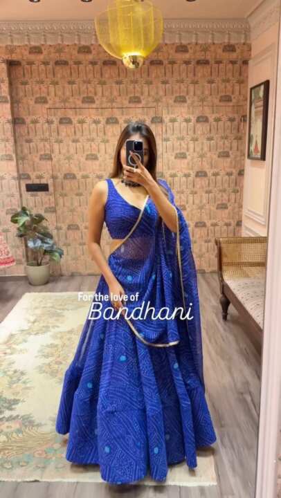 Exclusive Printed Georgette Full Stitched Lehenga Choli - View 3