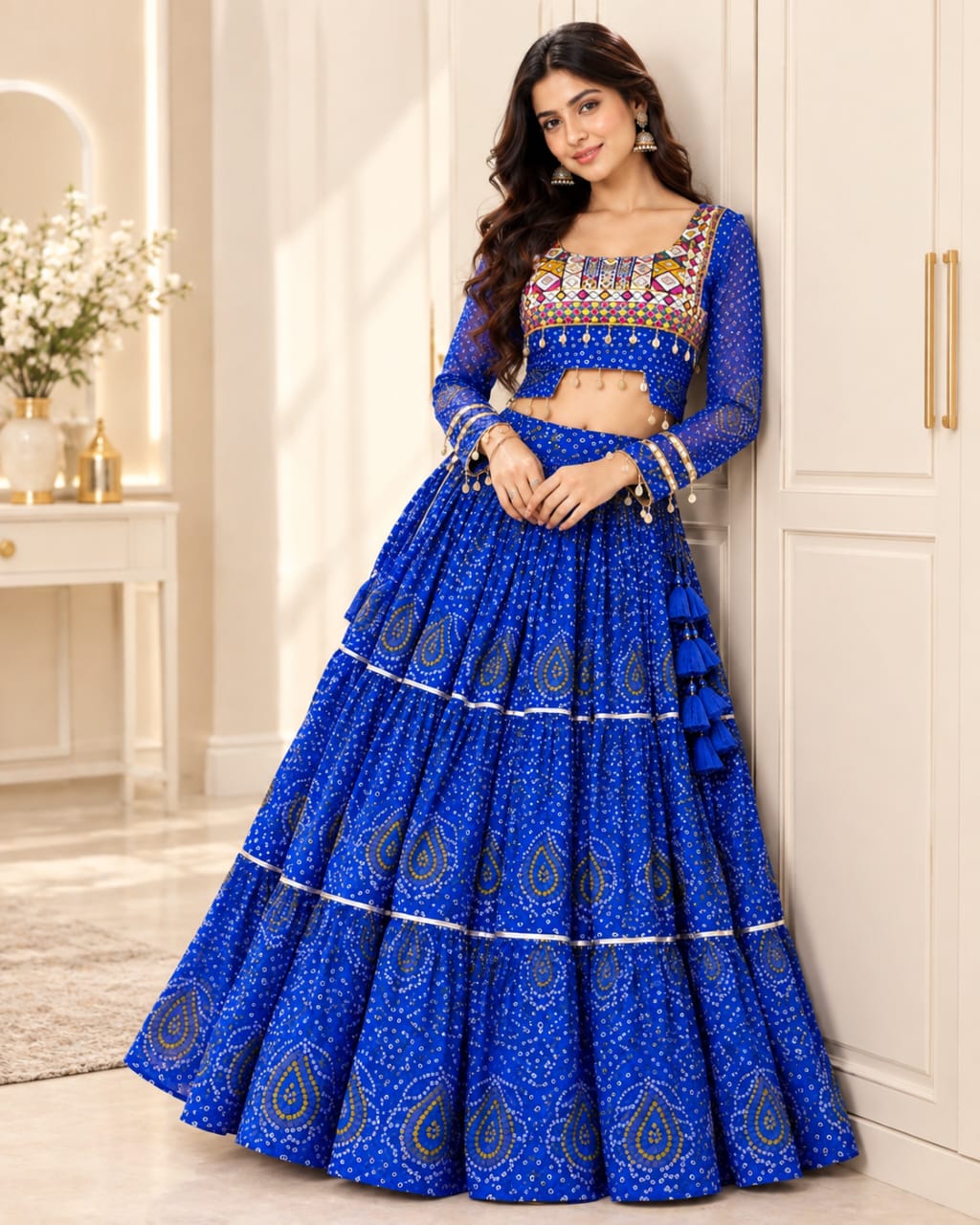 Royal Blue Navratri Special Lehenga Choli Set [Without Dupatta]