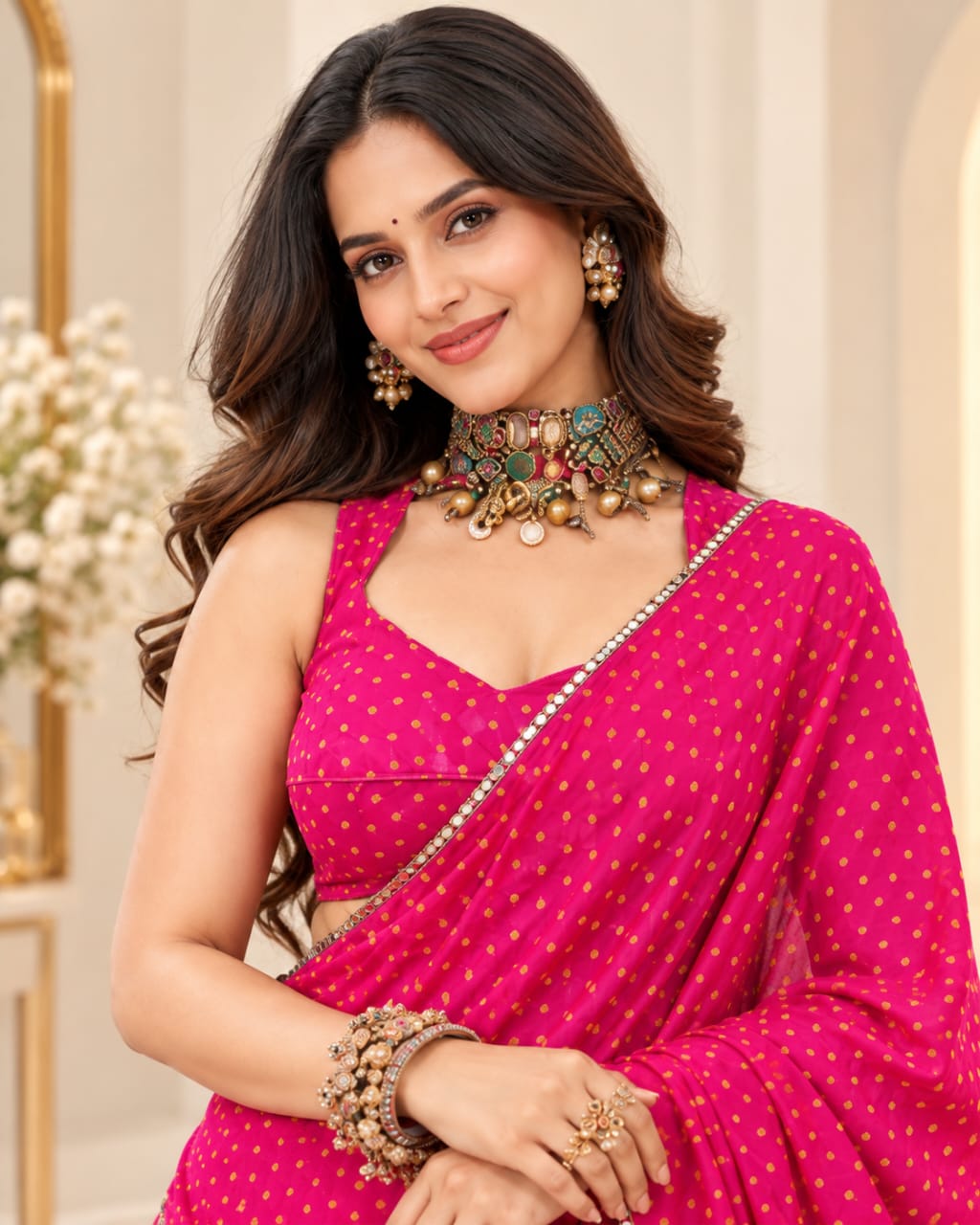 Pink Rich Chinon Navratri Special Lehenga Choli with Dupatta - View 2